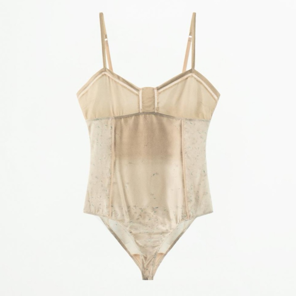Zara Floral Print Satin Bodysuit